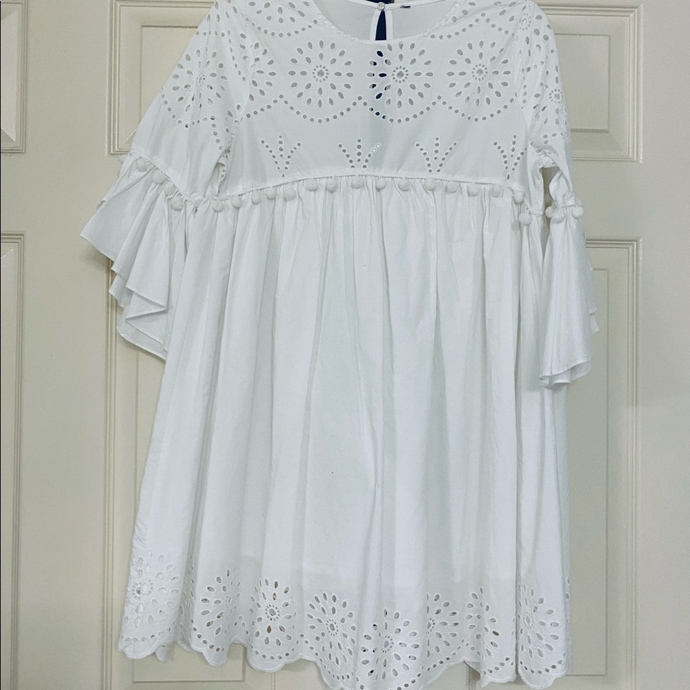 Boho cotton embroidered mini dress